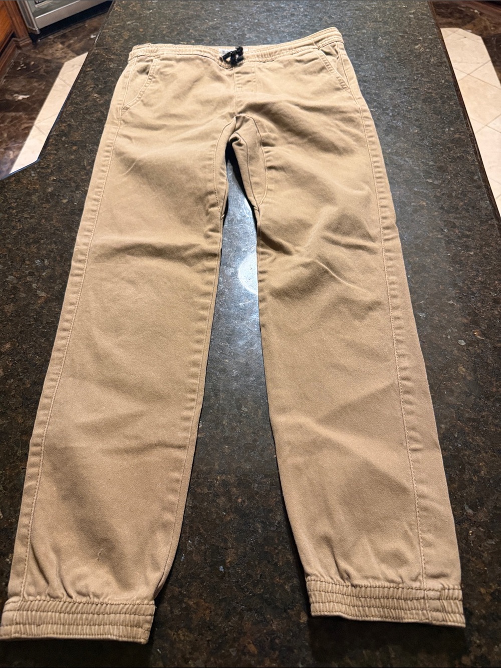 Kids Casual Drawstring Jogger Pants in Khaki